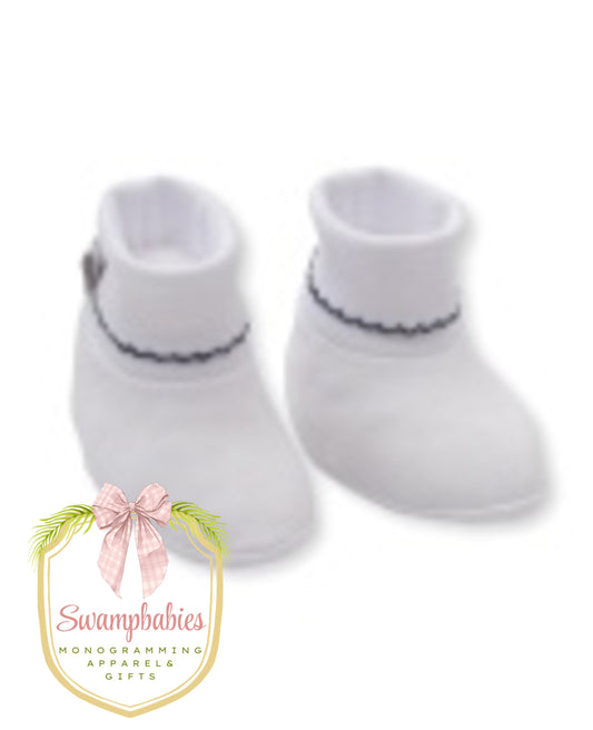 White with Navy Kissy Basics Booties