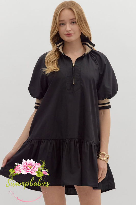 Varsity Vibe Dress - Black
