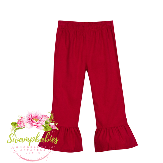 Red Ruffle Corduroy Pants